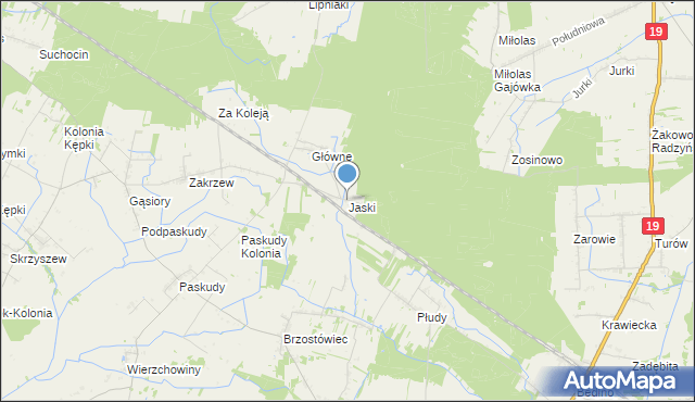 mapa Jaski, Jaski gmina Radzyń Podlaski na mapie Targeo